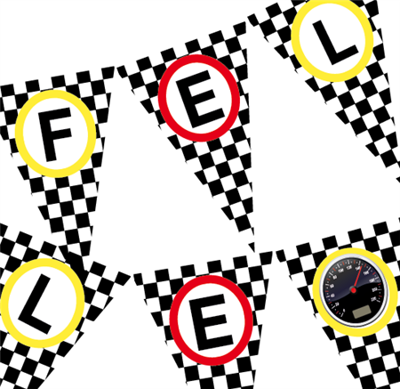 Banderín triángulos F1 Feliz Cumple